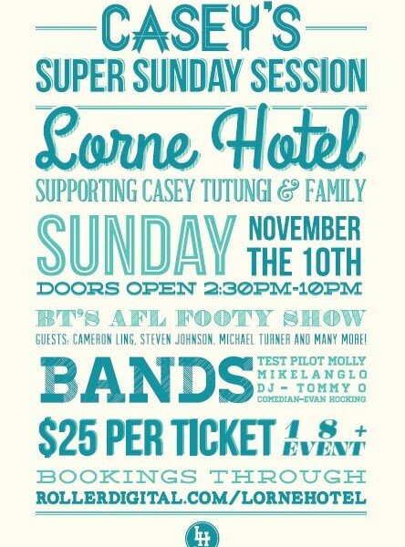 Sunday November 10 at the Lorne Hotel